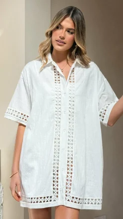 Halia Mini Shirt Dress - White