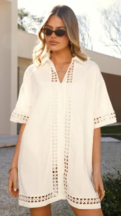 Halia Mini Shirt Dress - White