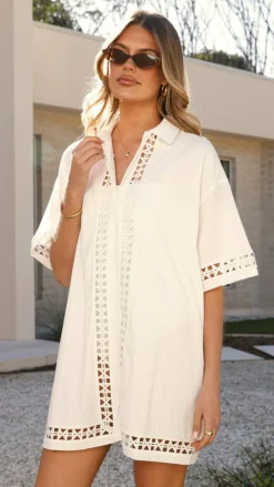 Halia Mini Shirt Dress - White