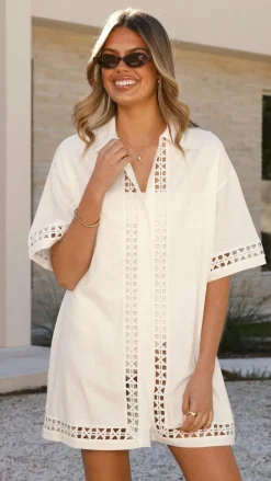 Halia Mini Shirt Dress - White