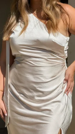 Halle One Shoulder Maxi Dress - Champagne