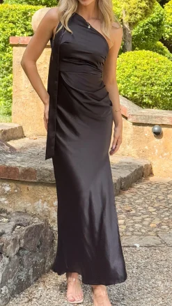 Halle One Shoulder Maxi Dress - Black
