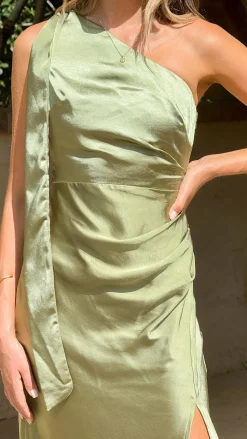 Halle One Shoulder Maxi Dress - Olive