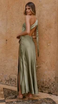 Halle One Shoulder Maxi Dress - Olive