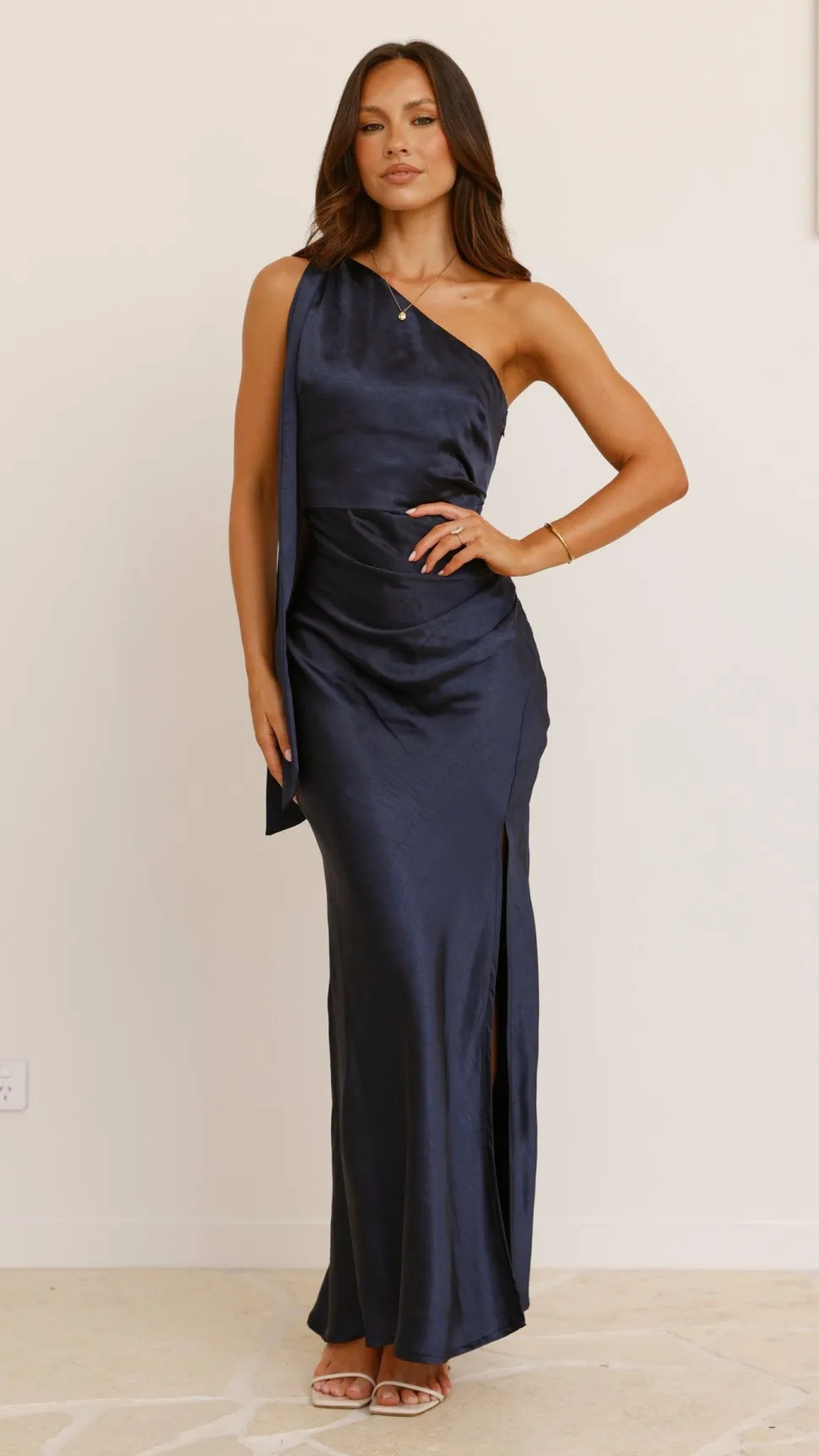 Halle One Shoulder Maxi Dress - Navy