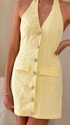 Halzie Mini Dress - Lemon