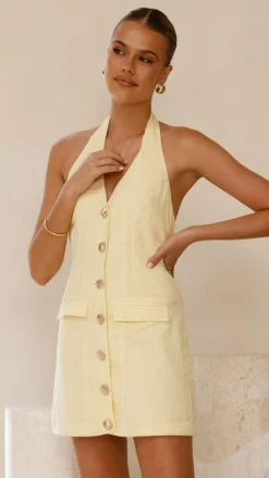 Halzie Mini Dress - Lemon