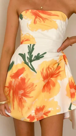 Hanae Mini Dress - Yellow Floral