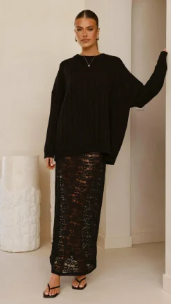 Harlene Lace Maxi Skirt - Black
