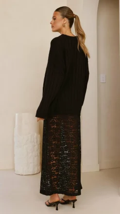 Harlene Lace Maxi Skirt - Black