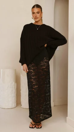 Harlene Lace Maxi Skirt - Black