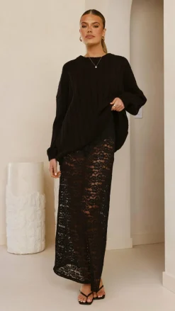 Harlene Lace Maxi Skirt - Black