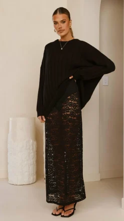 Harlene Lace Maxi Skirt - Black