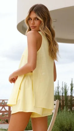 Hayley Vest and Shorts Set - Yellow