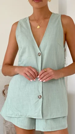 Hayley Vest and Shorts Set - Sage