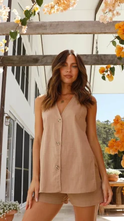 Hayley Vest and Shorts Set - Tan