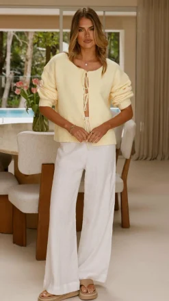 Hazina Tie Long Sleeve Knit Top - Yellow