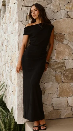 Helana Off Shoulder Maxi Dress - Black