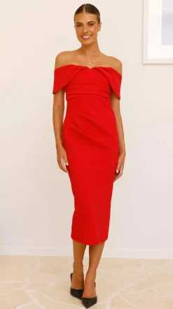 Holly Midi Dress - Red