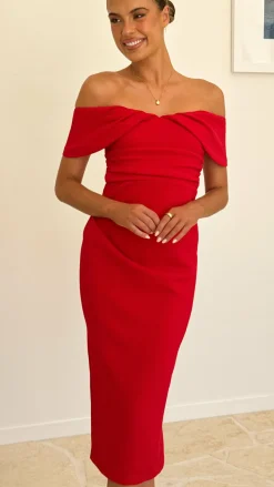 Holly Midi Dress - Red