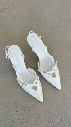 Huxly Heel - White Shine