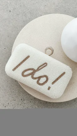 I DO Sequin Clutch - Gold/White