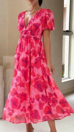 Ilah Maxi Dress - Red/Pink