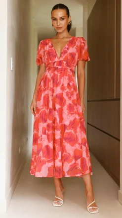 Ilah Maxi Dress - Red/Pink