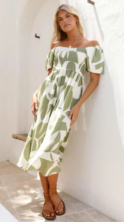 Ilene Midi Dress - Sage Print