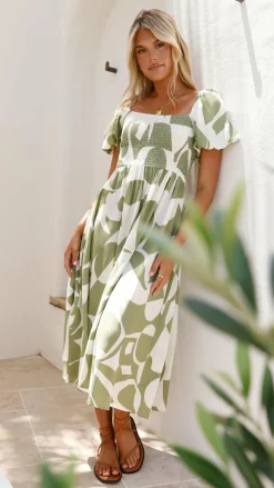 Ilene Midi Dress - Sage Print