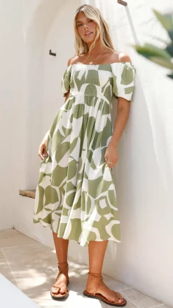 Ilene Midi Dress - Sage Print