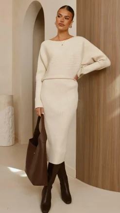 Iluka Knit Midi Skirt - Beige