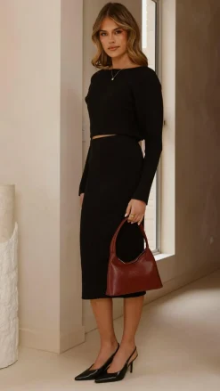 Iluka Knit Midi Skirt - Black