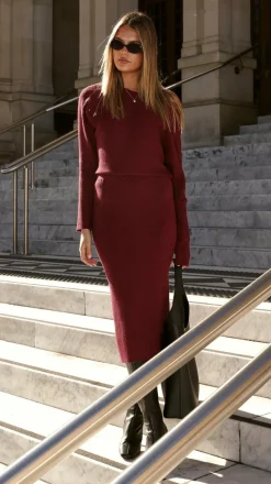 Iluka Knit Top - Burgundy