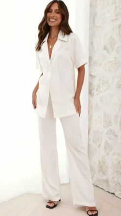 Imogen Button Pants - Cream