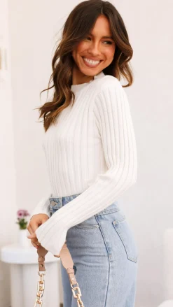 Imogen Long Sleeve Knit Crop - White