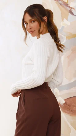 Imogen Long Sleeve Knit Crop - White