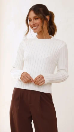Imogen Long Sleeve Knit Crop - White