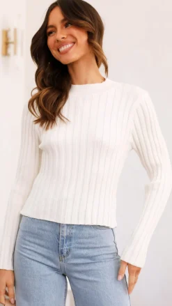 Imogen Long Sleeve Knit Crop - White