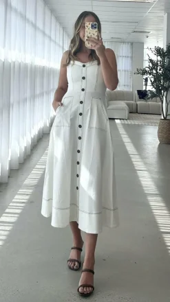 Indigo Midi Dress - White Denim