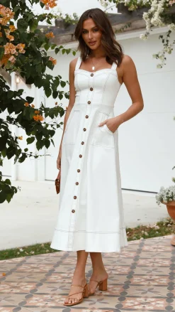 Indigo Midi Dress - White Denim