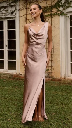 Iris Asymmetrical Maxi Dress - Dusty Pink