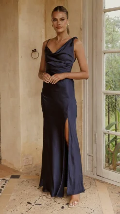 Iris Asymmetrical Maxi Dress - Navy