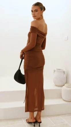 Isadora Off Shoulder Maxi Dress - Chocolate