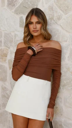 Isadora Off Shoulder Top - Chocolate
