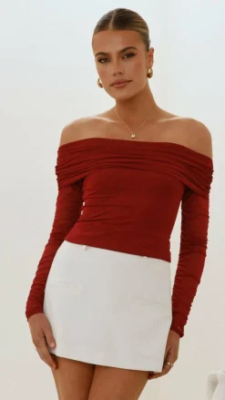 Isadora Off Shoulder Top - Wine