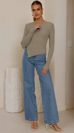 Isla Long Sleeve Top - Khaki