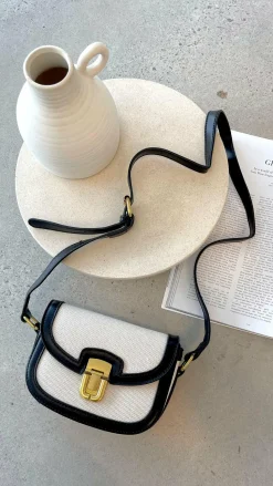 Isobel Fabric Saddle Cross Body Bag - Black