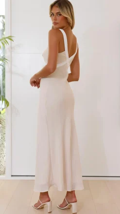 Iylah Midi Dress - Beige / White