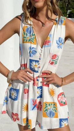 Jamison Button Down Playsuit - Belle Print